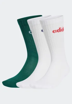 Adidas - C Lin Crew Pack Of 3 Cgreen/White/White - Socks