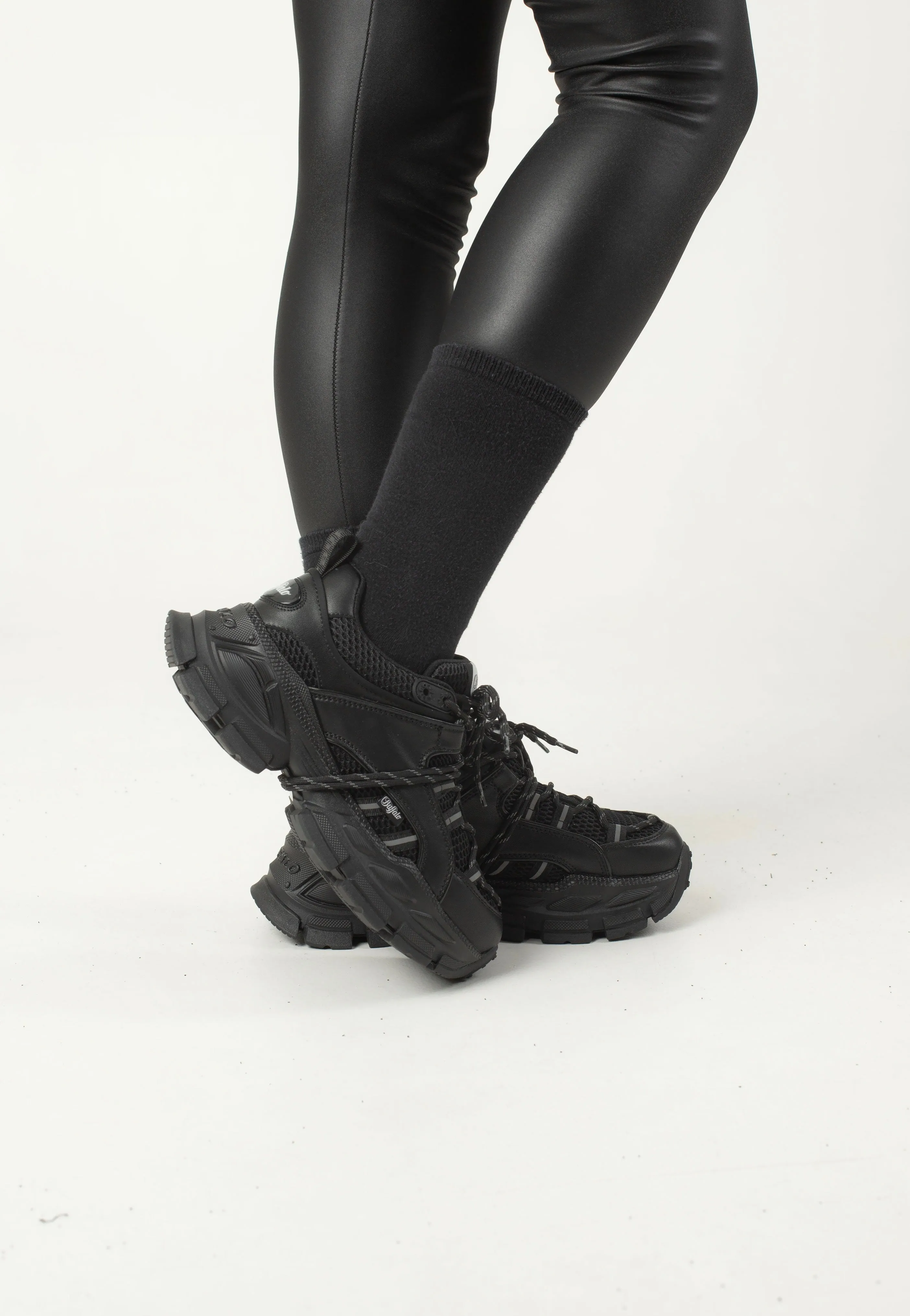 Buffalo - Saturn Lace Vegan Nappa/Mesh Black - Girl Shoes