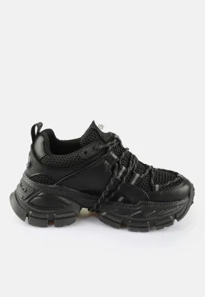 Buffalo - Saturn Lace Vegan Nappa/Mesh Black - Girl Shoes