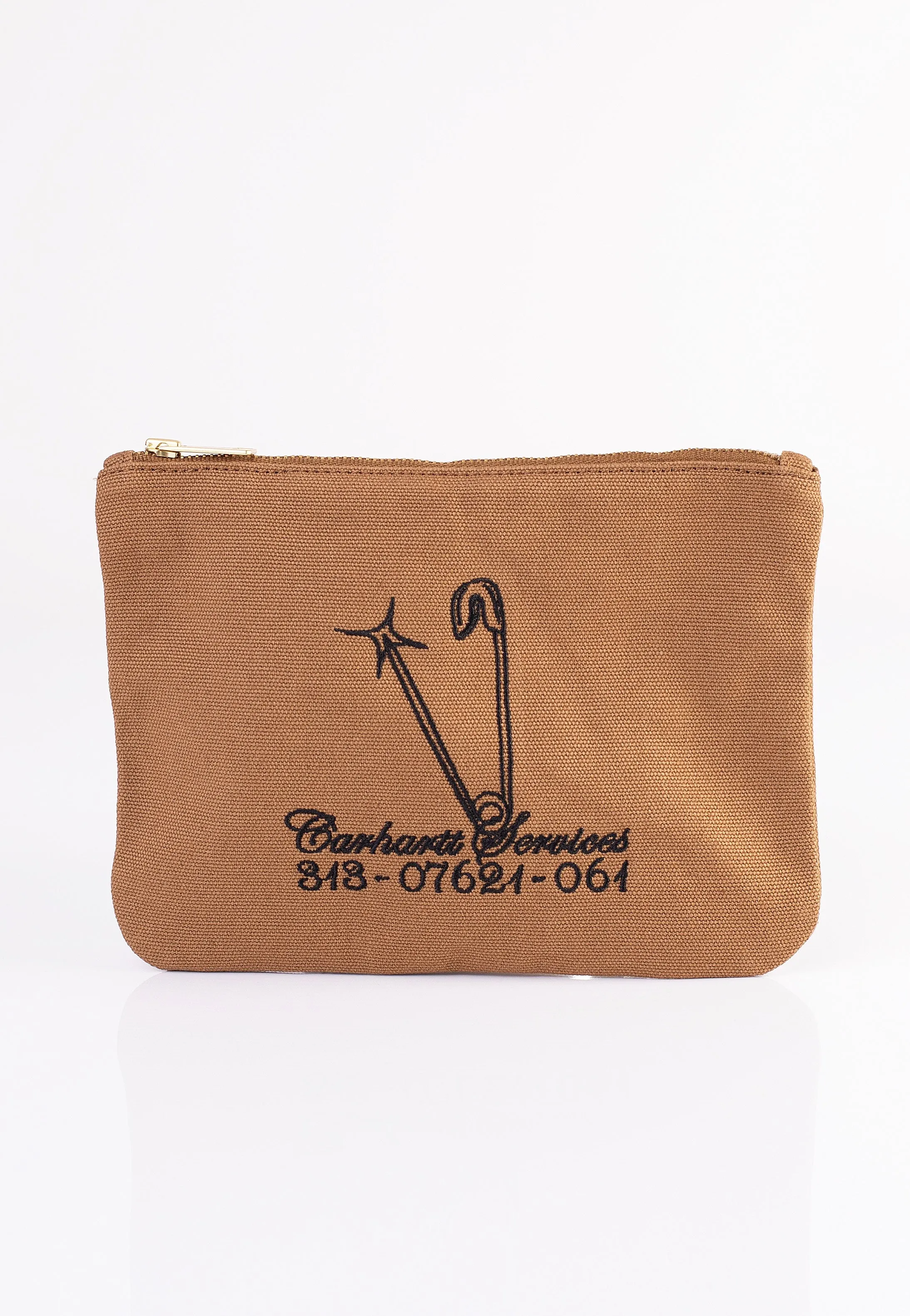 Carhartt WIP - Canvas Graphic Zip Safety Pin Embroidery/Hamilton Brown/Black - Wallet