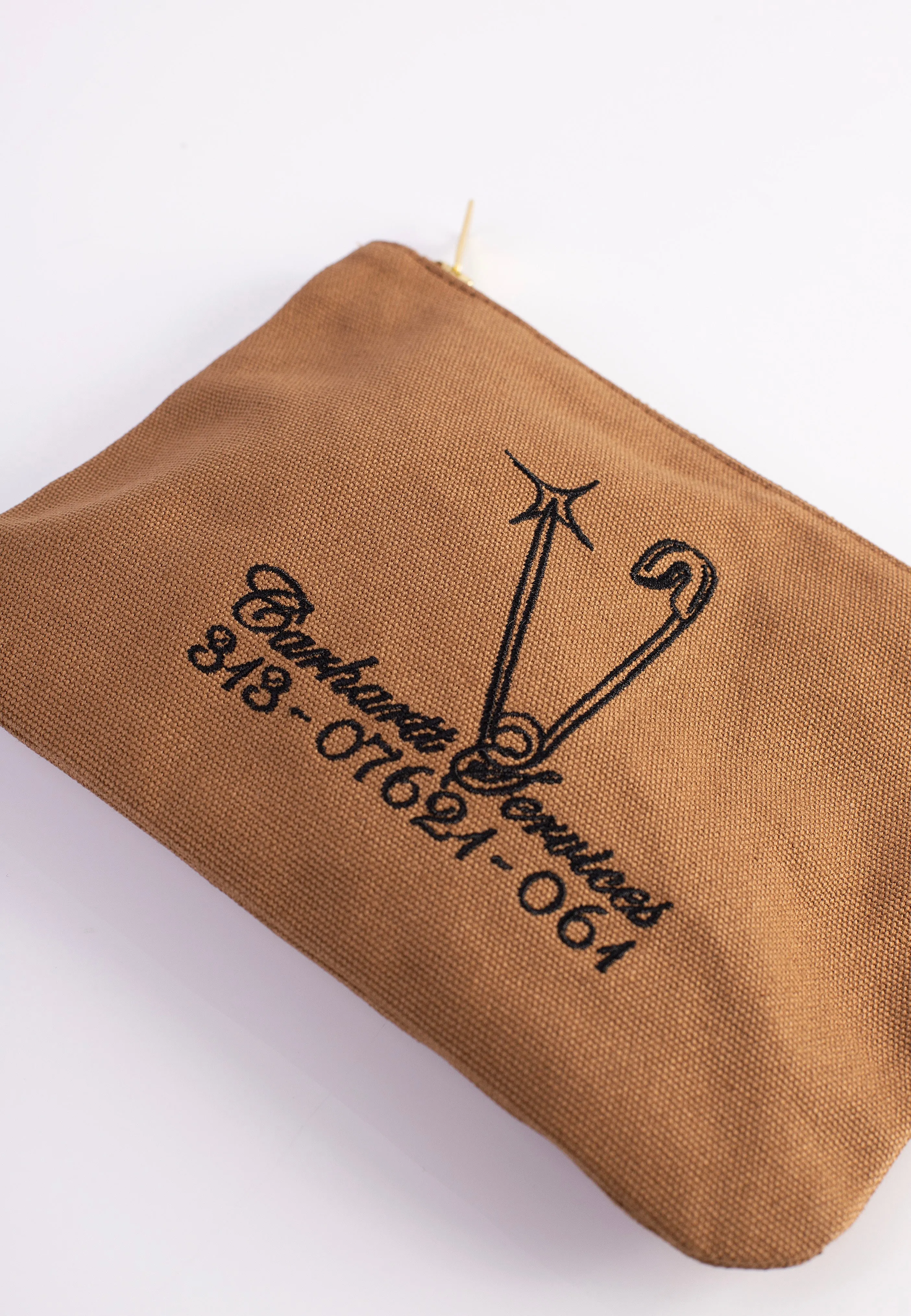 Carhartt WIP - Canvas Graphic Zip Safety Pin Embroidery/Hamilton Brown/Black - Wallet