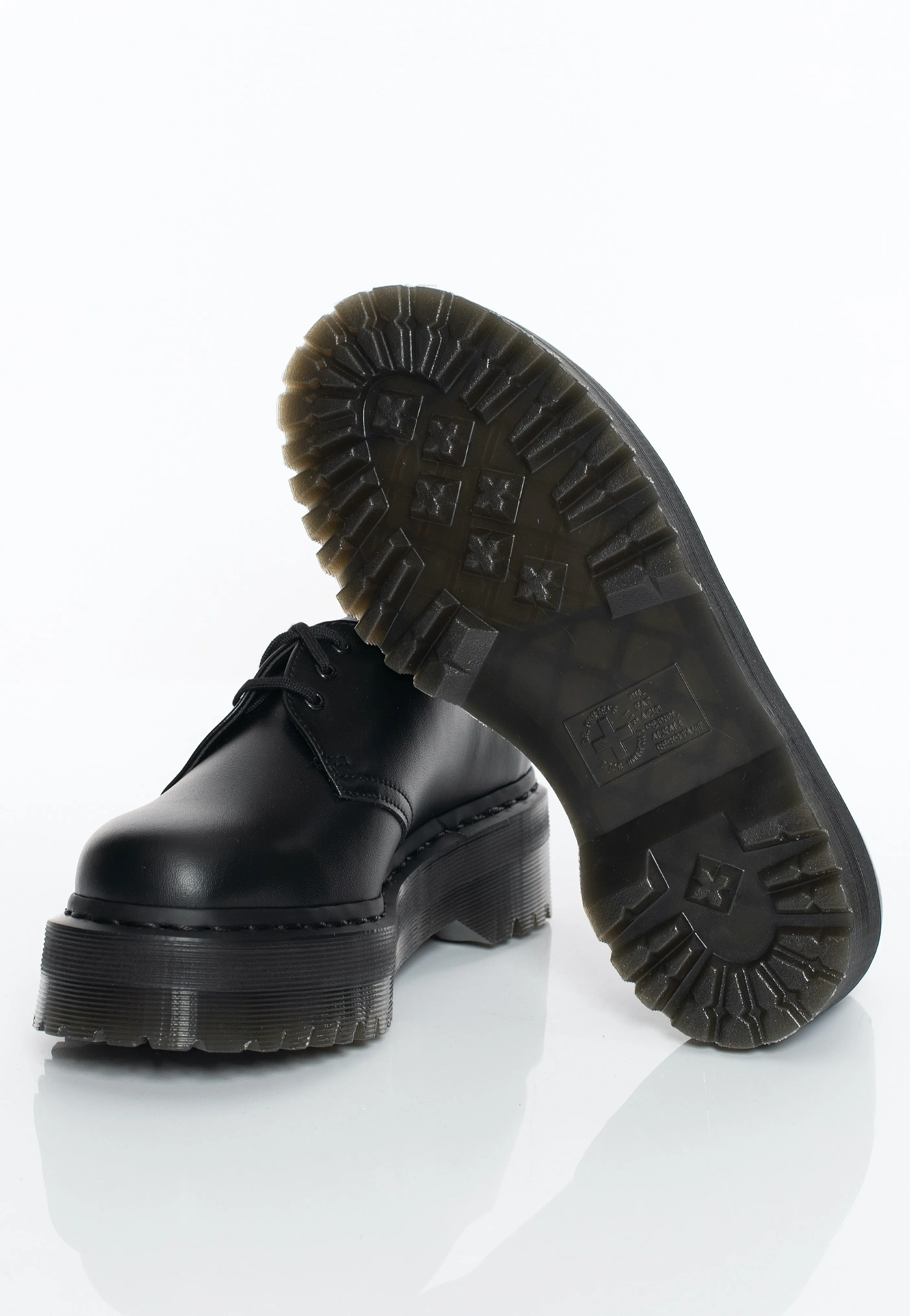 Dr. Martens - V 1461 Quad Mono Black Felix Rub Off - Girl Shoes