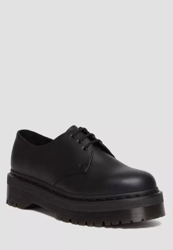 Dr. Martens - V 1461 Quad Mono Black Felix Rub Off - Girl Shoes