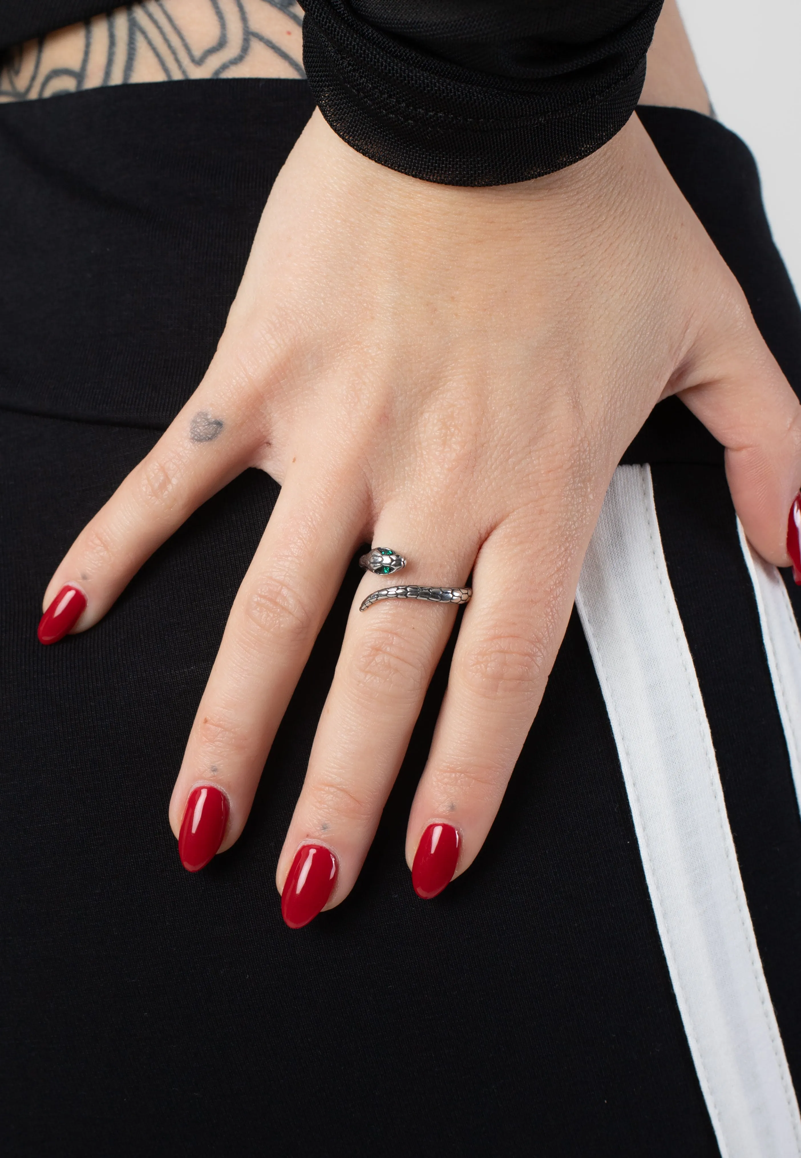 etNox - Schlange mit Zirkonia Silver - Ring