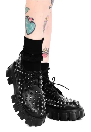 Foxblood - Studded Platform Oxford Black - Girl Shoes
