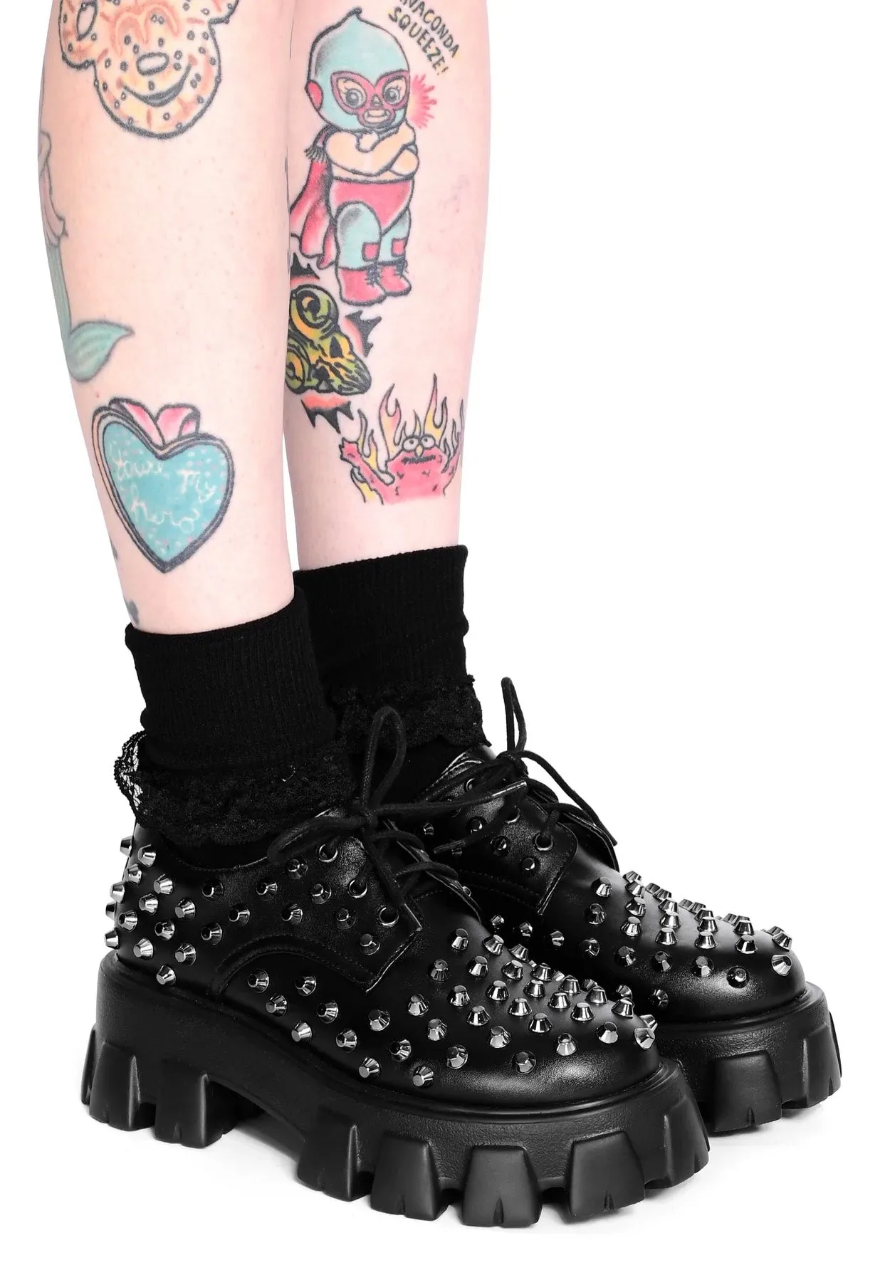Foxblood - Studded Platform Oxford Black - Girl Shoes