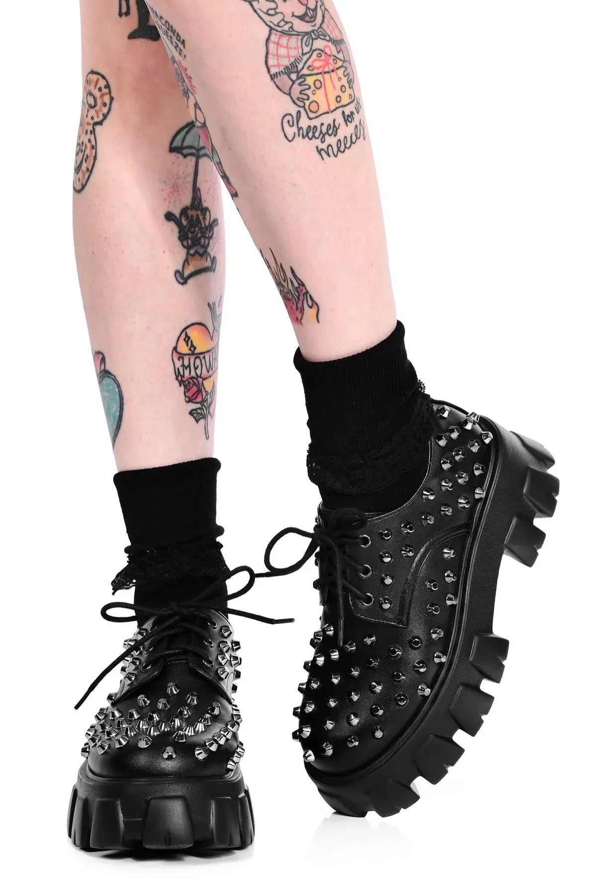 Foxblood - Studded Platform Oxford Black - Girl Shoes