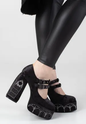 Koi Footwear - Lady Menace Grunge Crushed Velvet Black - Girl Shoes