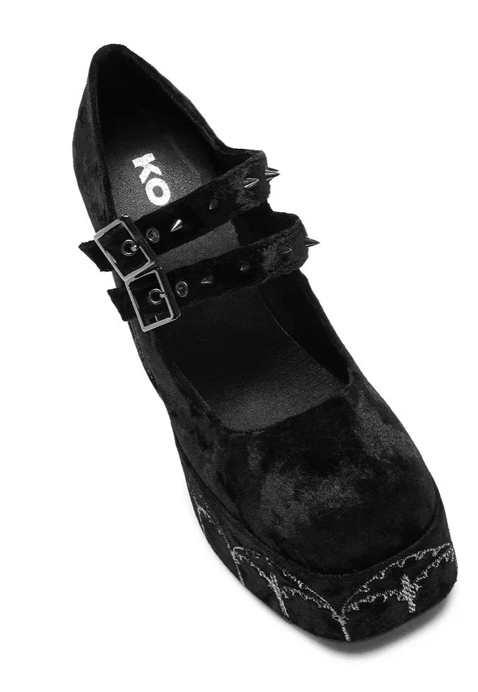 Koi Footwear - Lady Menace Grunge Crushed Velvet Black - Girl Shoes
