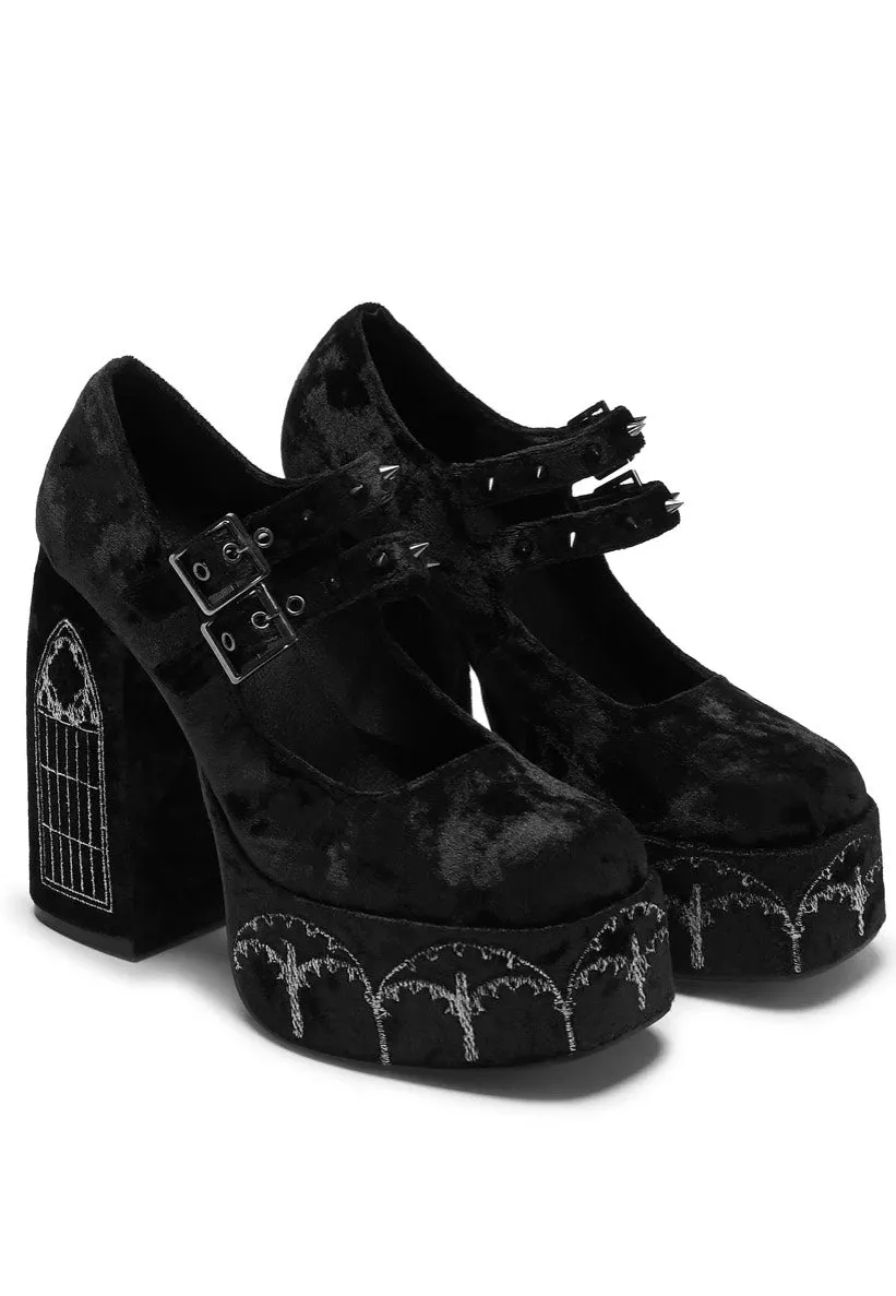 Koi Footwear - Lady Menace Grunge Crushed Velvet Black - Girl Shoes
