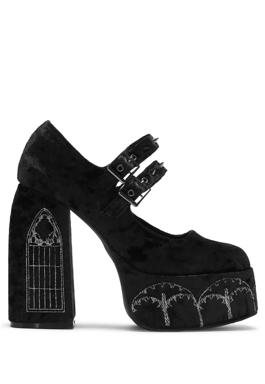 Koi Footwear - Lady Menace Grunge Crushed Velvet Black - Girl Shoes