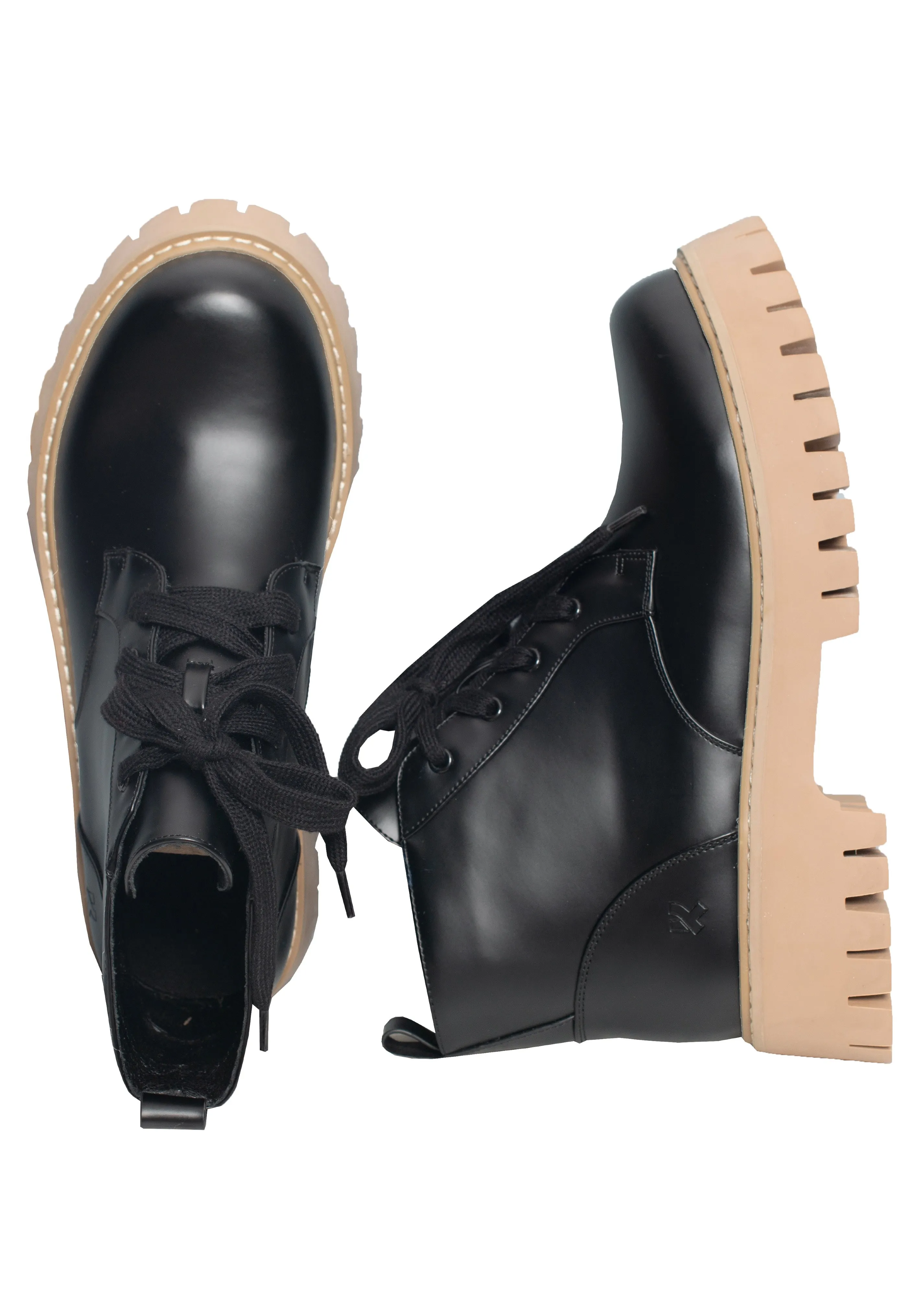 Koi Footwear - Moon Runner Beige Sole Lace Up Black - Girl Shoes