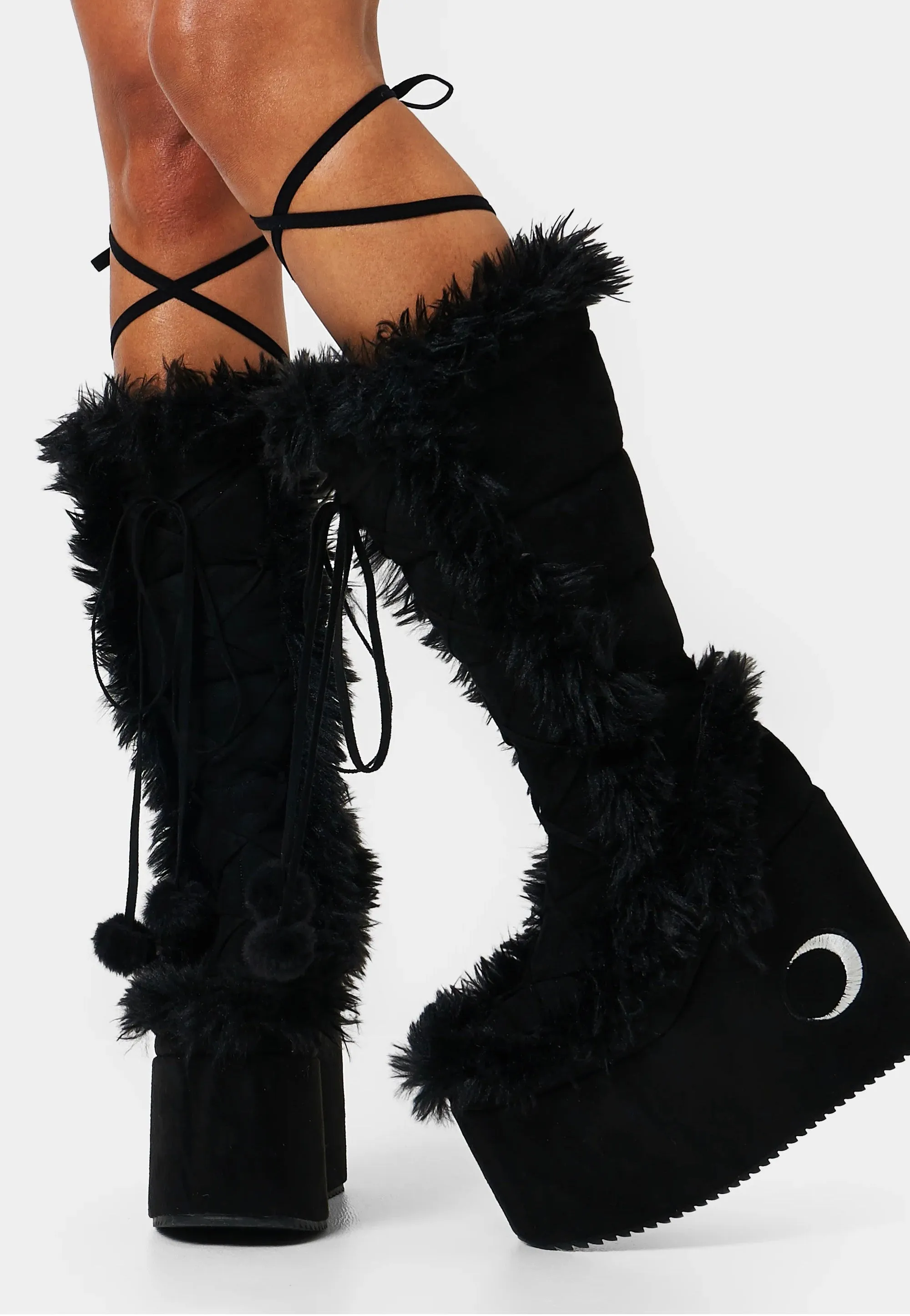 Koi Footwear x Twilight - La Push Crescent Platform Faux Fur Long Black - Girl Shoes