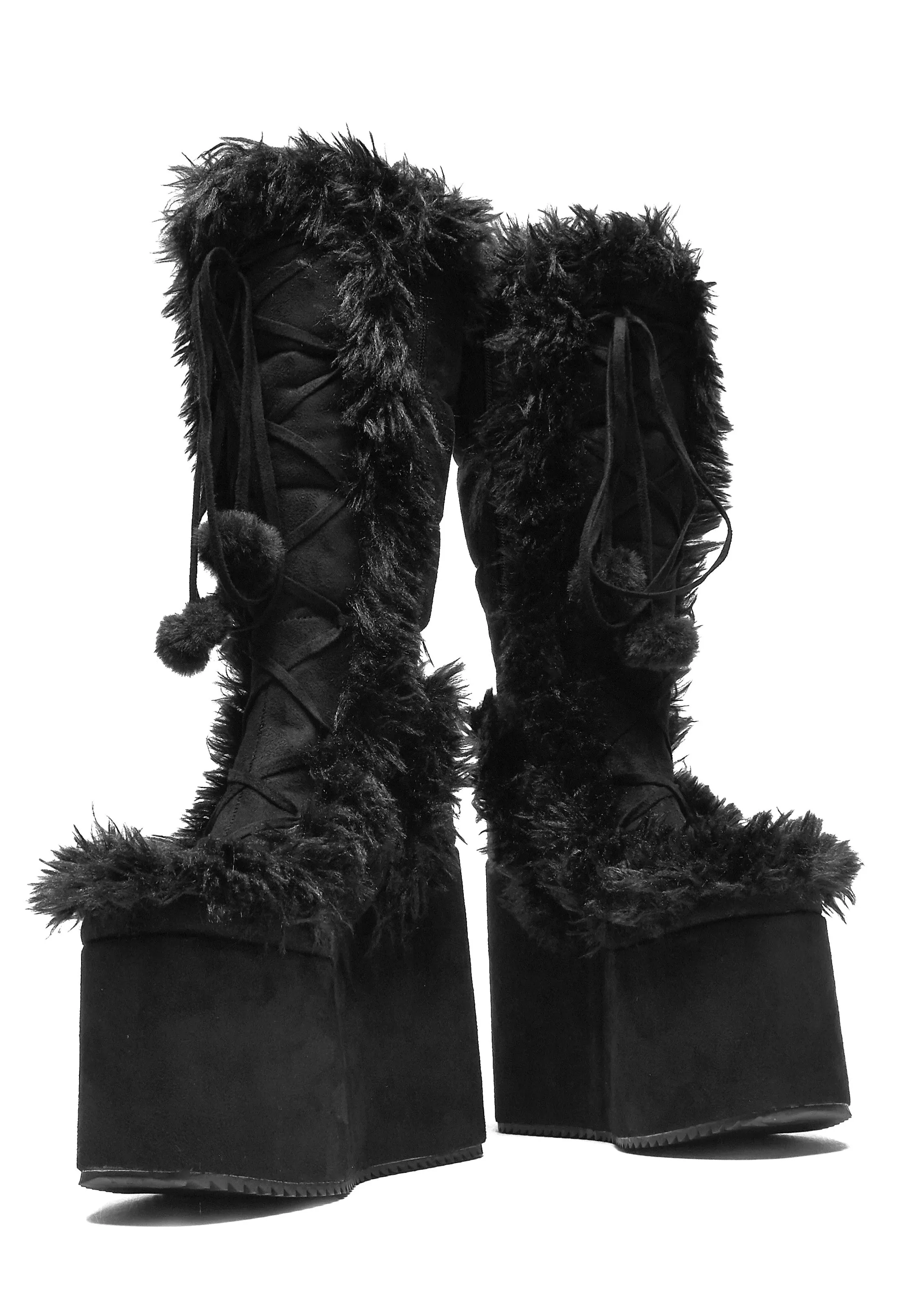 Koi Footwear x Twilight - La Push Crescent Platform Faux Fur Long Black - Girl Shoes