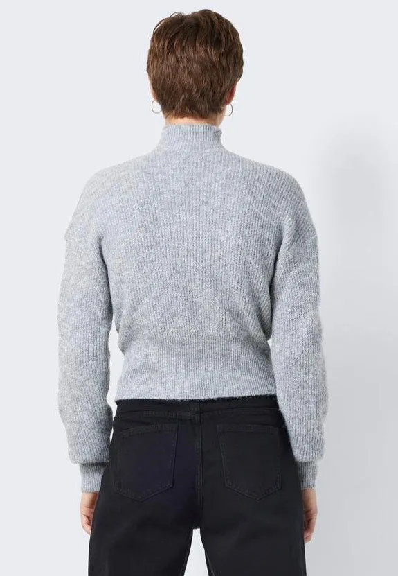 Noisy May - EllaHigh Neck Crop Medium Grey Melange - Pullover