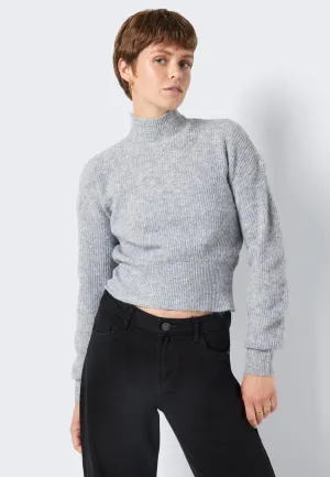 Noisy May - EllaHigh Neck Crop Medium Grey Melange - Pullover