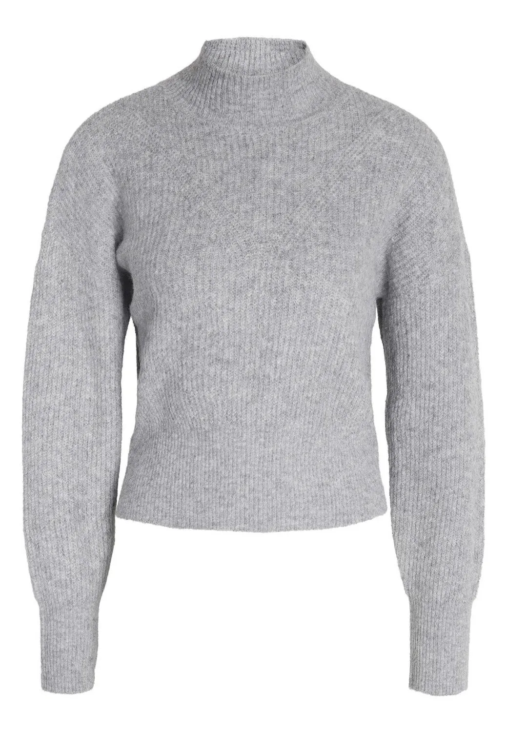 Noisy May - EllaHigh Neck Crop Medium Grey Melange - Pullover