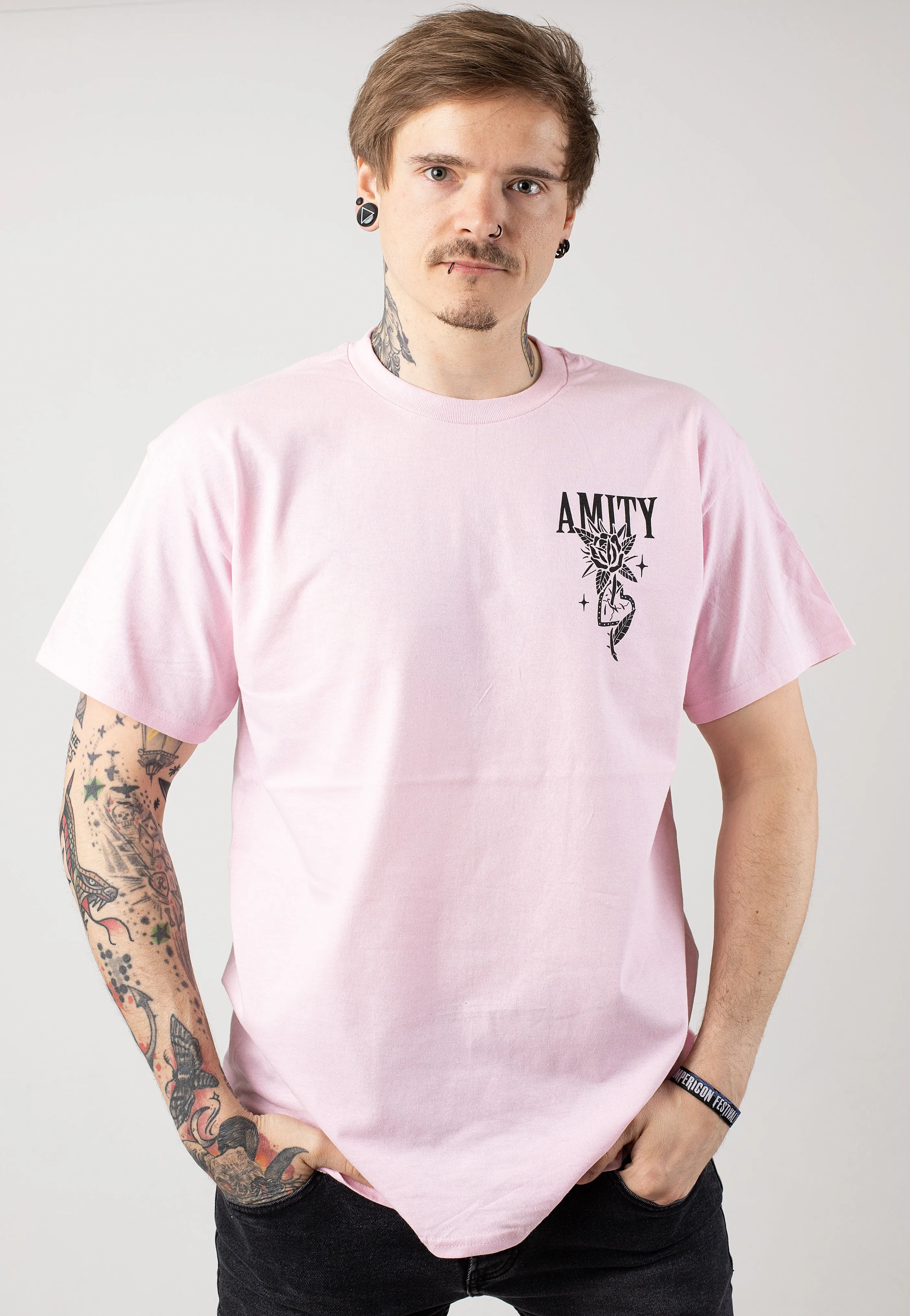 The Amity Affliction - Rose Heart Light Pink - T-Shirt