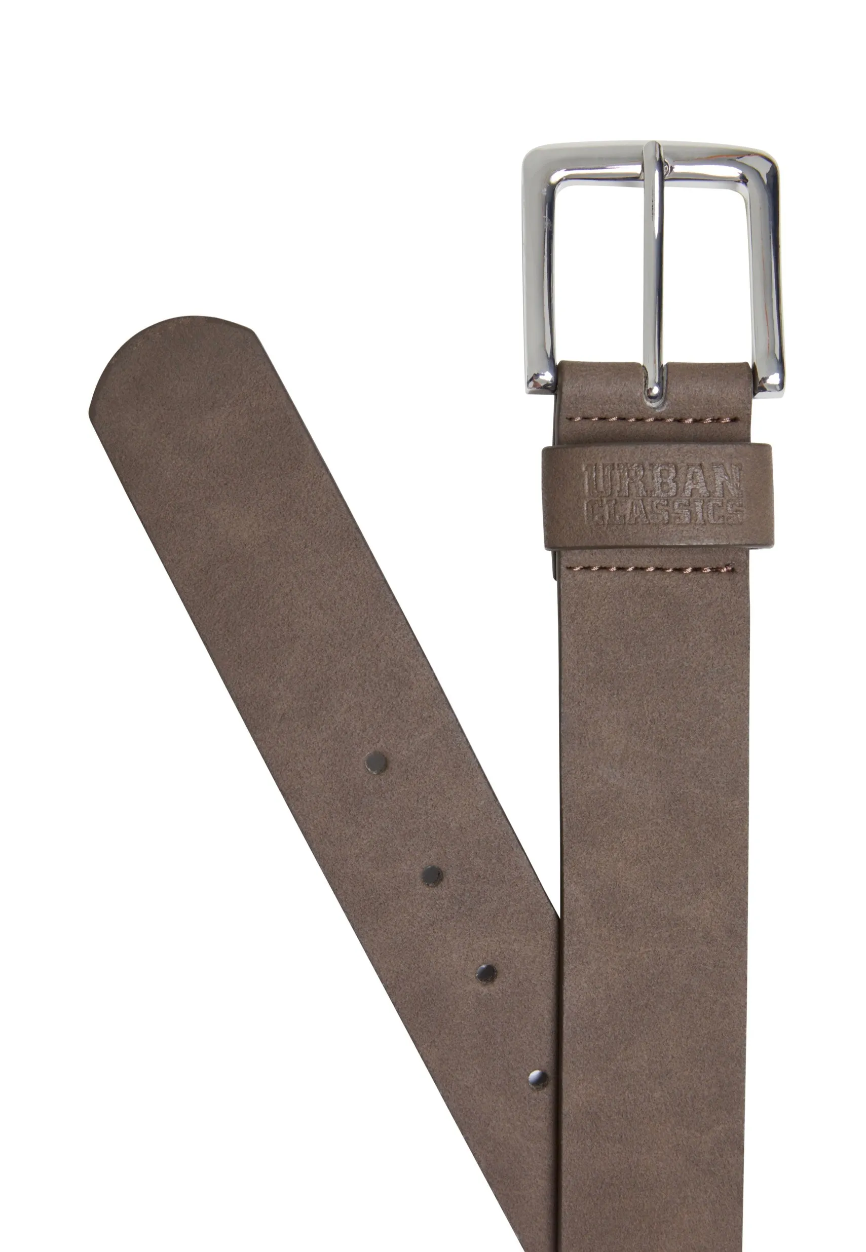 Urban Classics - Suede Leather Imitation Brown/Silver - Belt