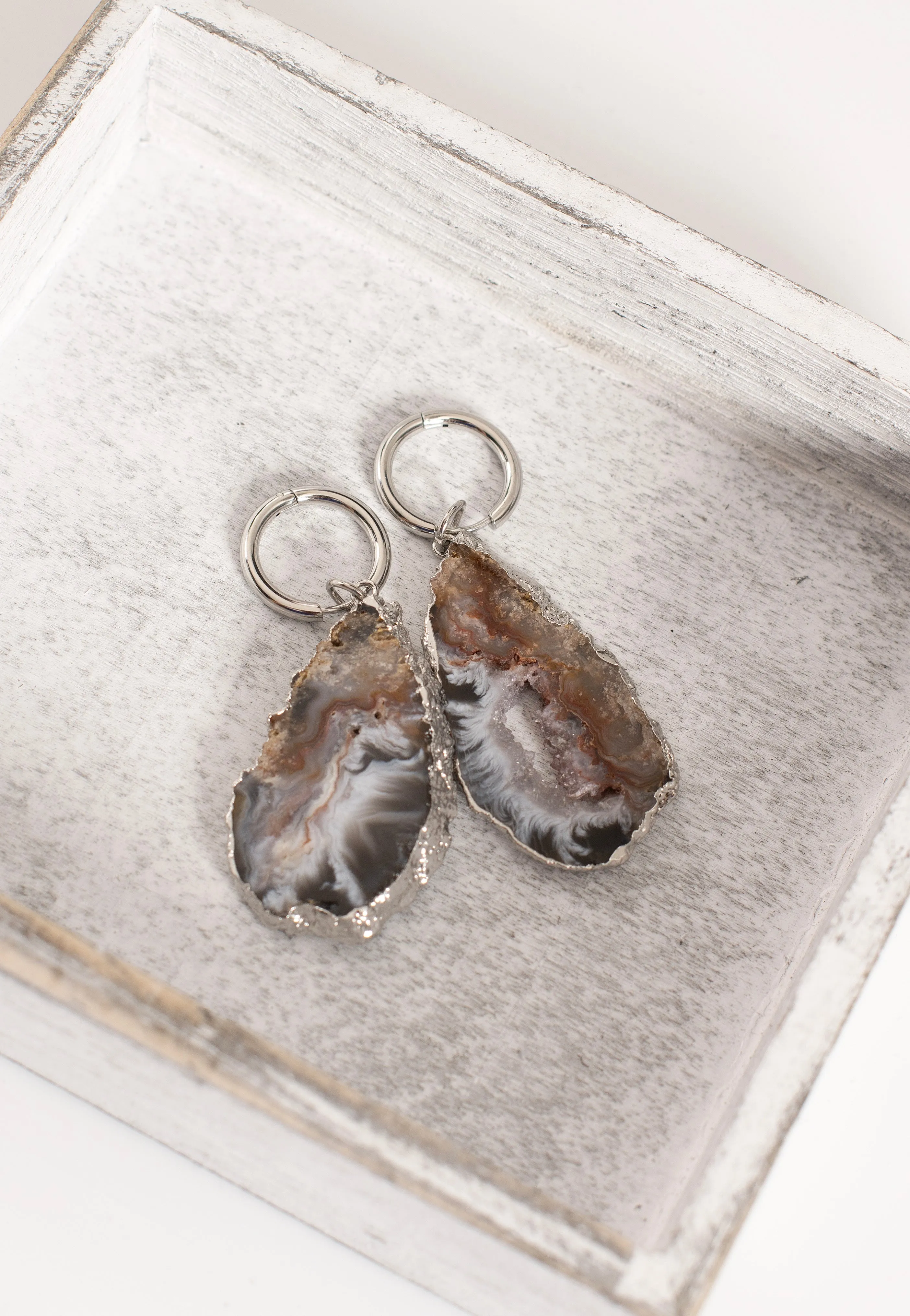 Wildcat - Little Indian Agate Large Silver - Earrings
