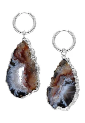 Wildcat - Little Indian Agate Large Silver - Earrings