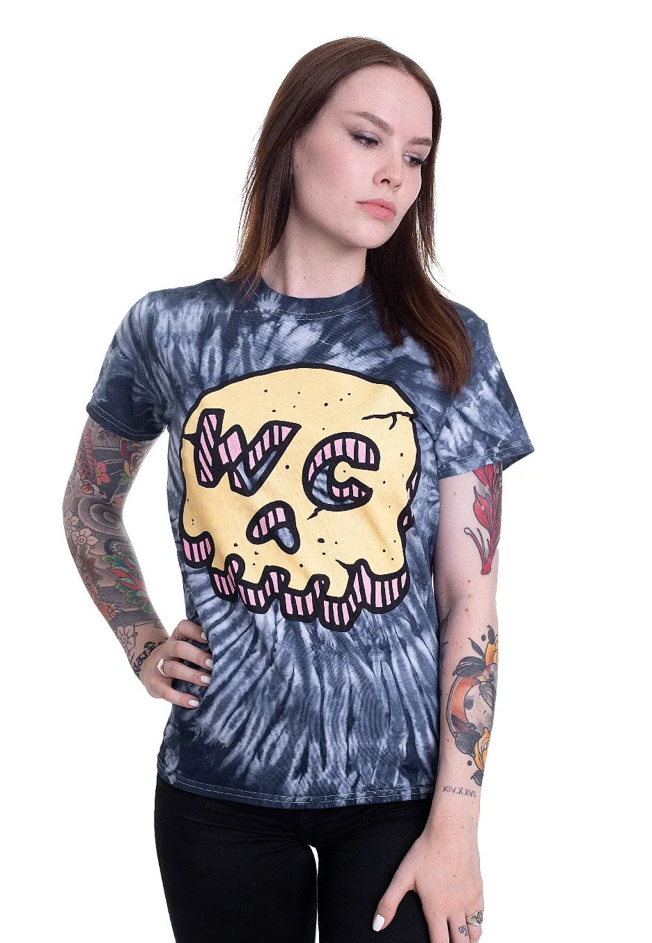 With Confidence - Skull Blue Tie Dye - T-Shirt